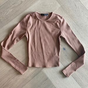 Naked Wardrobe Size Small Ribbed Long Sleeve Crop Top